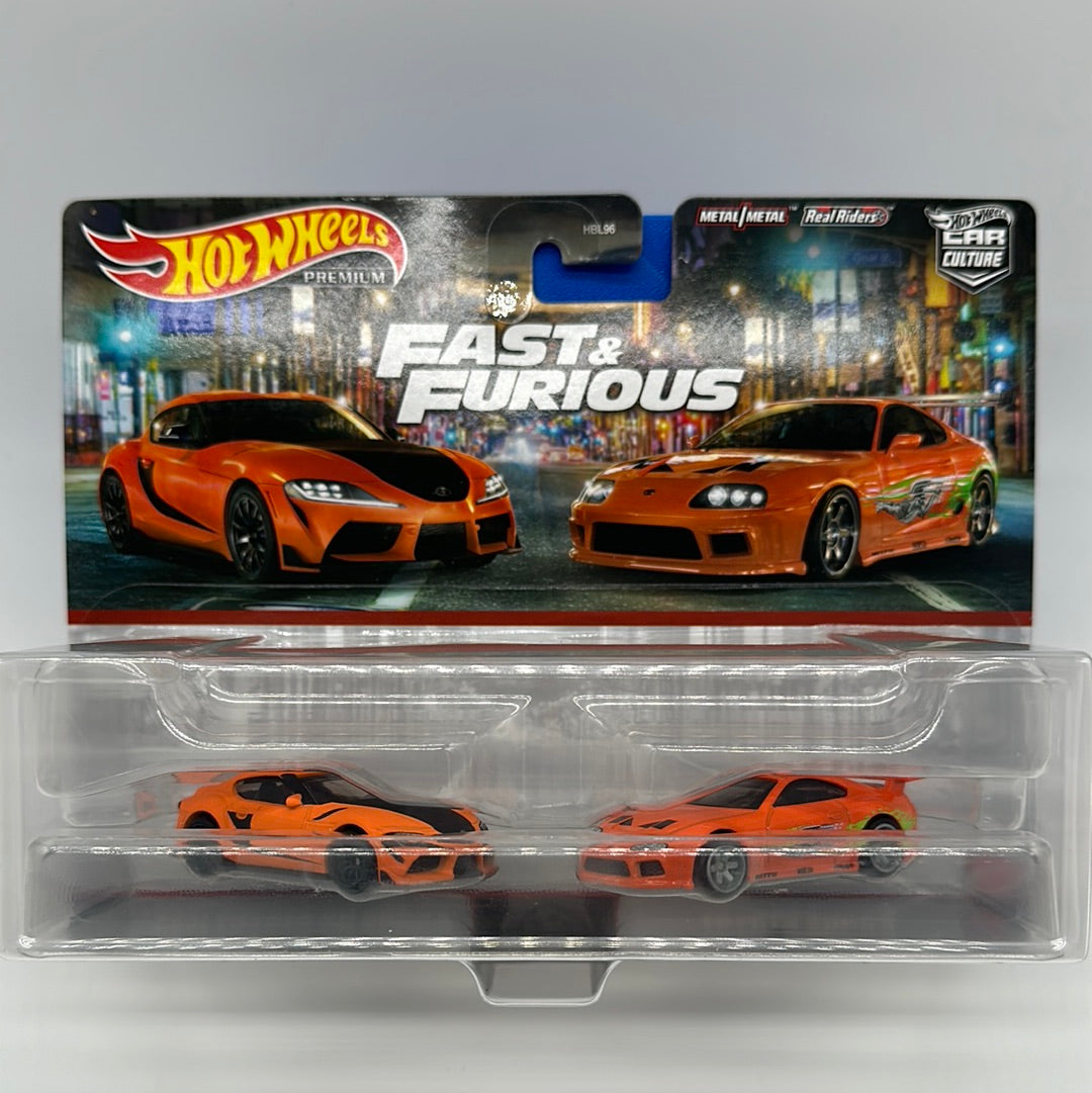 Hot Wheels Car Culture - Target Exclusive Premium 2 Pack - Fast & Furious 2021 Toyota GR Supra & Toyota Supra