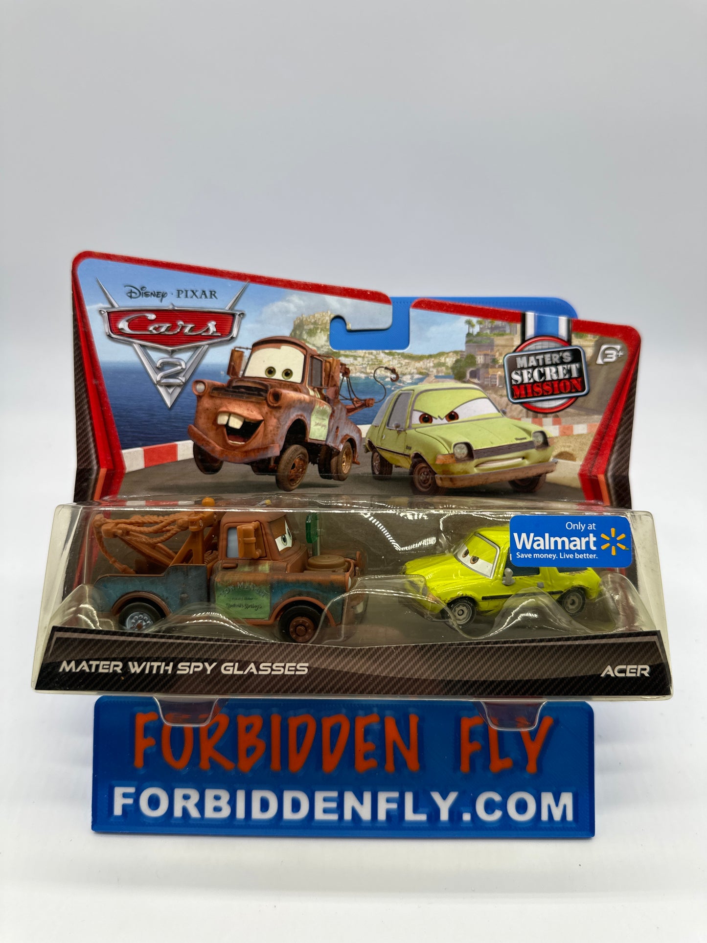Disney Pixar Cars Movie - Cars 2 (Two) 2 Pack - Mater’s Secret Mission - Wal Mart Exclusive - Mater With Spy Glasses & Acer