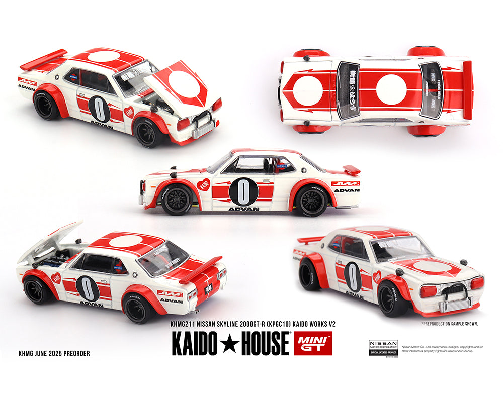 Kaido House (x MiniGT) - Regular Version #211 - Nissan Skyline 2000 GT-R (KPGC 10) Kaido Works V2 White