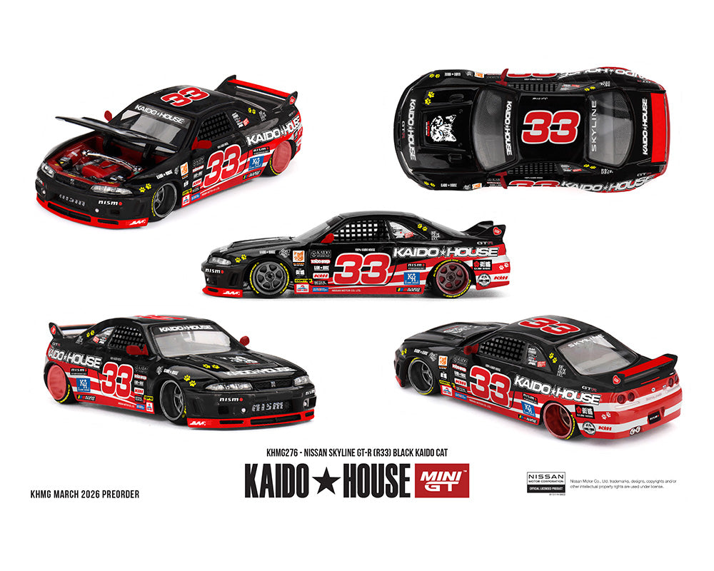 Kaido House (x MiniGT) - Regular #276 - Nissan Skyline GT-R (R33) - Black Kaido Cat