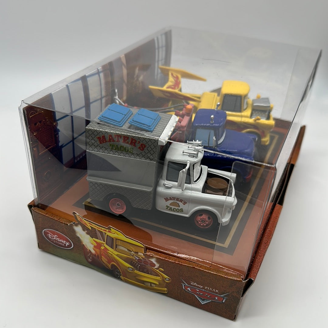 Disney Pixar Cars Movie - Disney Store Parks Exclusive - Mater-Rama Diecast (Three) 3 Pack - Taco Mater, Ivan, Drag Mater