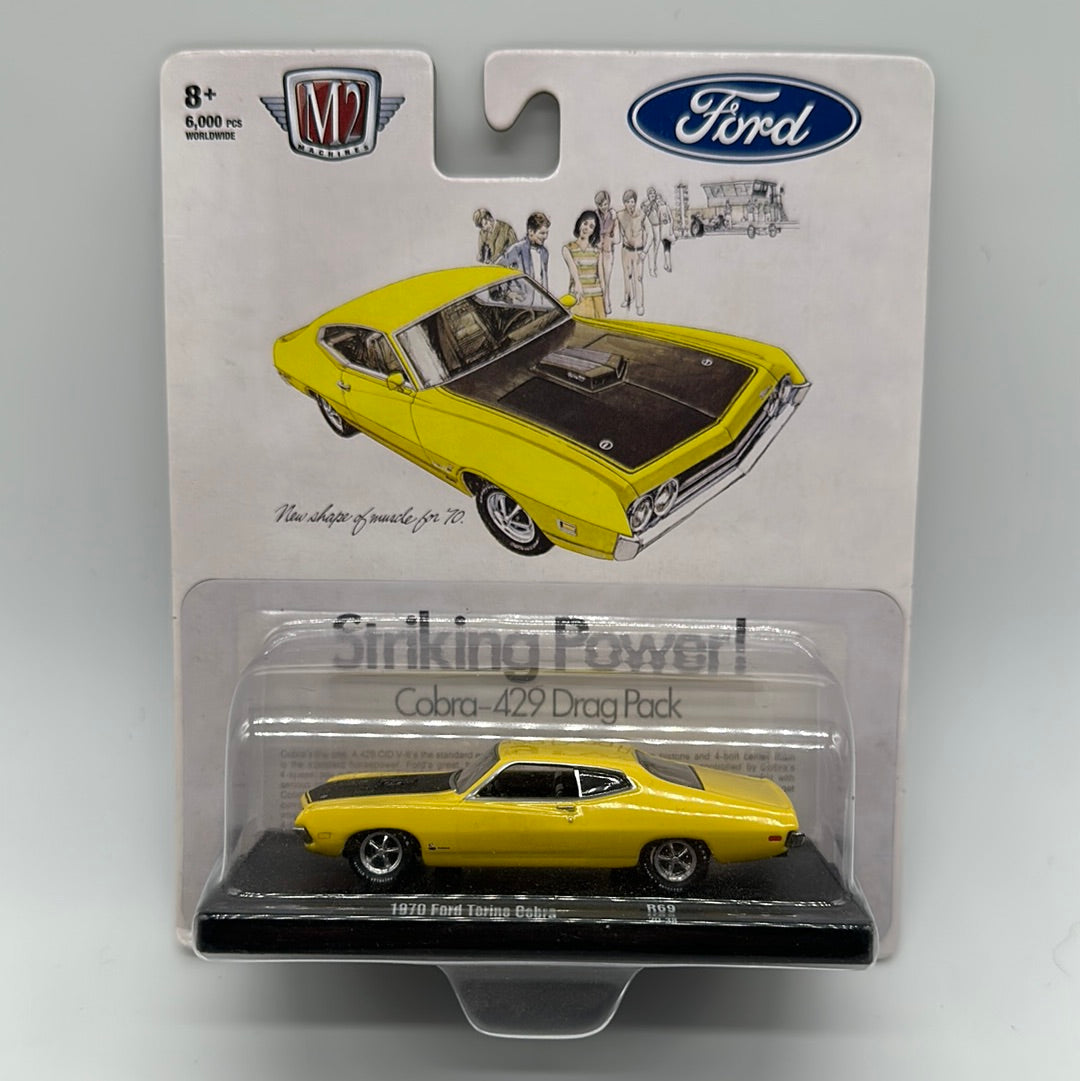 M2 Machines Auto Drivers - R69 - 1970 Ford Torino Cobra - Yellow