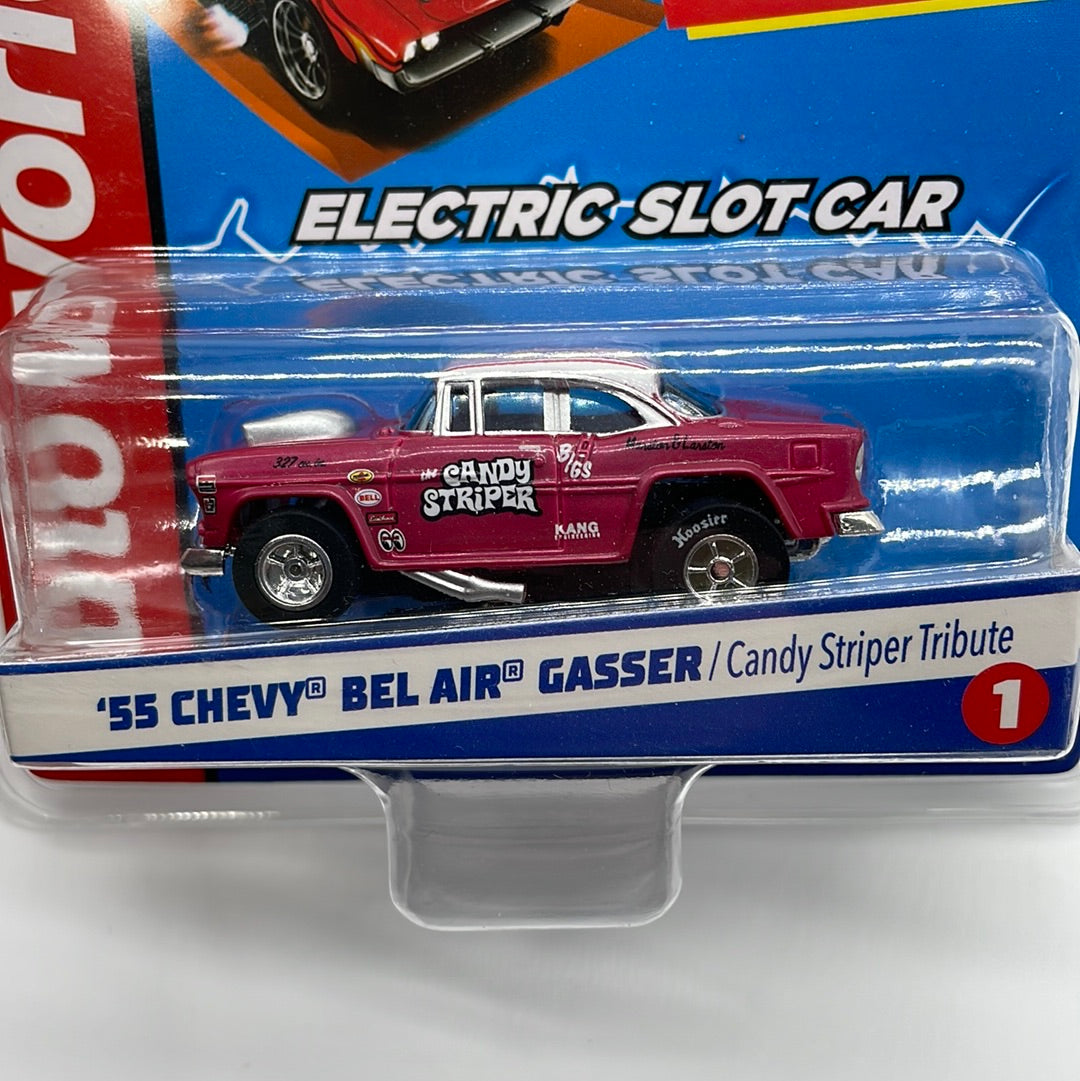 Auto World Slot Car - Hot Wheels - ‘55 Chevy Bel-Air Gasser - Candy Striper Homage