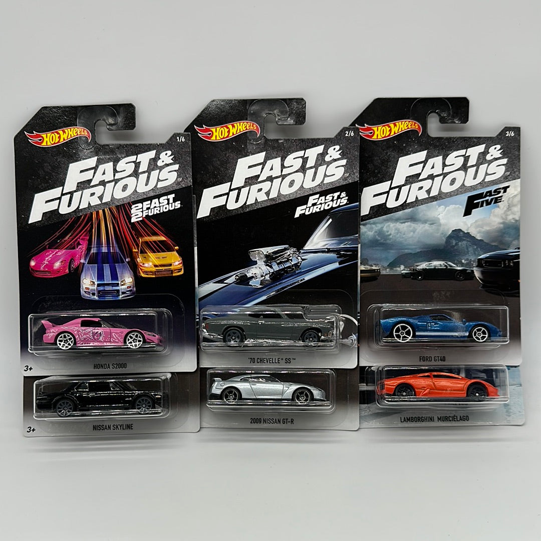 Hot Wheels - Walmart Exclusive - 2018 Fast & Furious Mainline Series Complete Set of 6