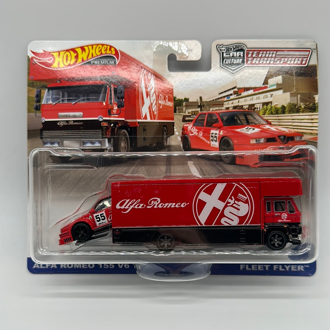 Hot Wheels Car Culture Team Transport - #53 - Alfa Romeo 155 V6 Ti & Fleet Flyer
