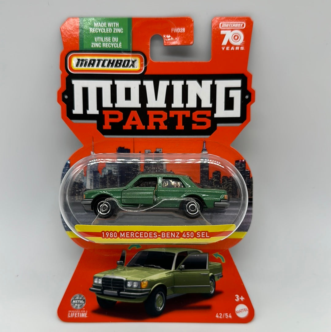 Matchbox Collectors Moving Parts Series - Green 1980 Mercedes-Benz 450 SEL
