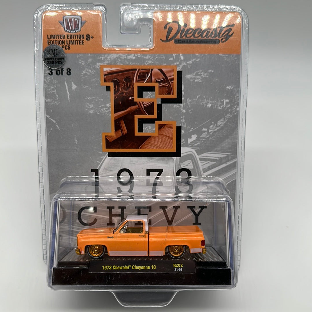 M2 Machines Carded Acrylic - DiecastZ Riverside Show Exclusive Series RZ02 - Complete Chase Set of 8 Various Colors & Model Chevrolet Cheyenne 10