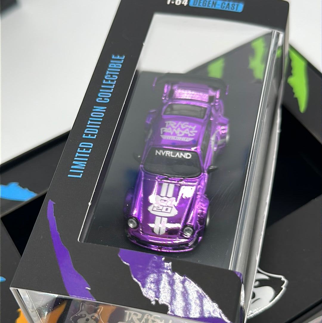NVRLand Collectibles - Trash Pandas Release Car - Chrome Purple “Fast Eddie” Racer Porsche 911