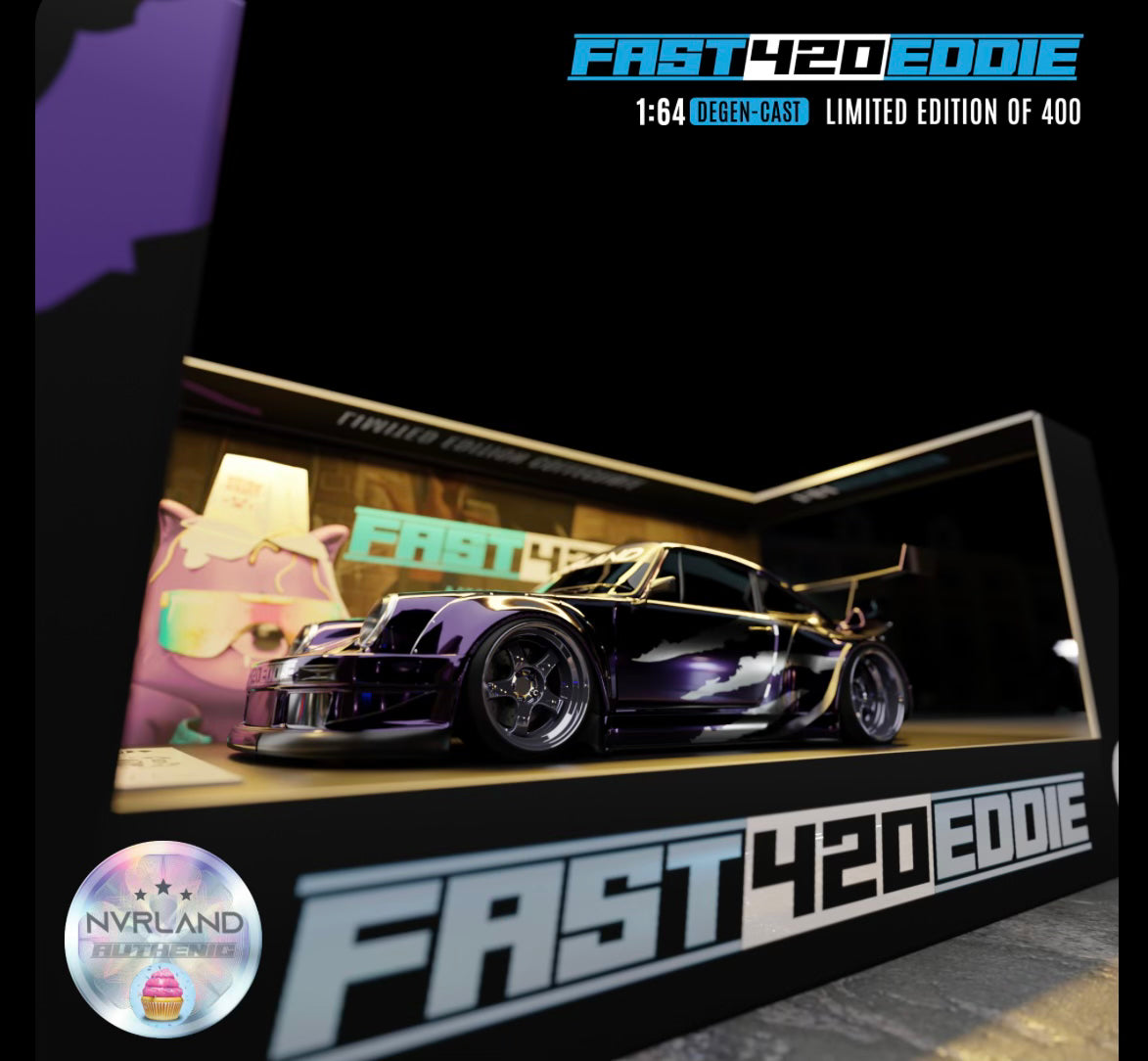 NVRLand Collectibles - Trash Pandas Release Car - Chrome Purple “Fast Eddie” Racer Porsche 911