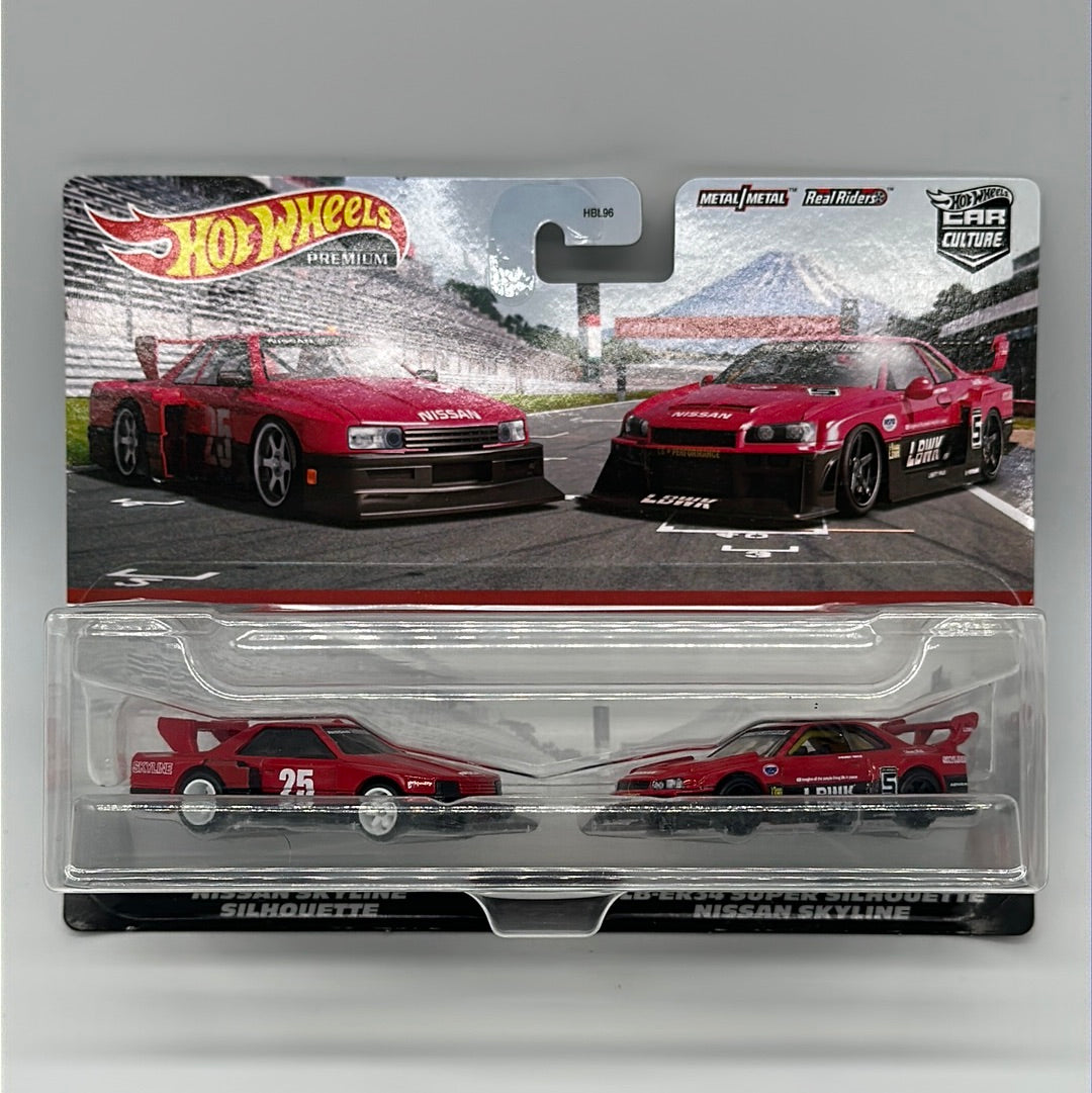 Hot Wheels Car Culture - Target Exclusive Premium 2 Pack - Nissan Skyline Silhouette & LB-ER34 Super Silhouette Nissan Skyline