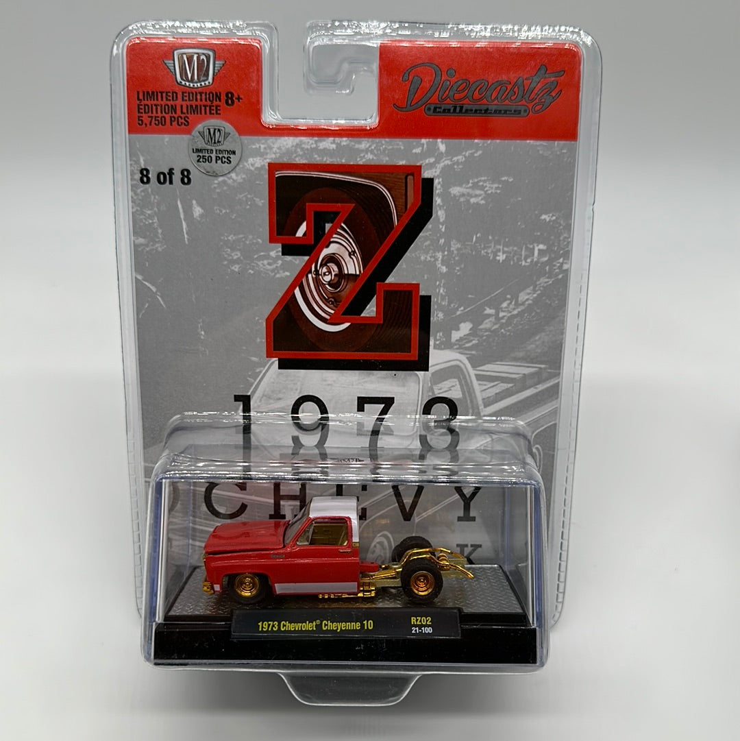 M2 Machines Carded Acrylic - DiecastZ Riverside Show Exclusive Series RZ02 - Complete Chase Set of 8 Various Colors & Model Chevrolet Cheyenne 10