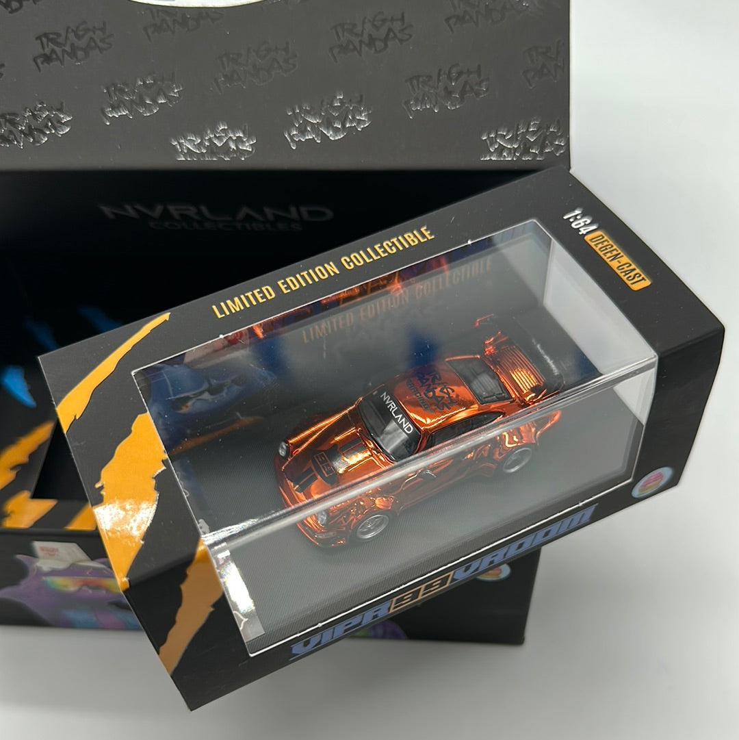 NVRLand Collectibles - Trash Pandas Release Car - Chrome Orange “Vipr Vroom” Porsche 911
