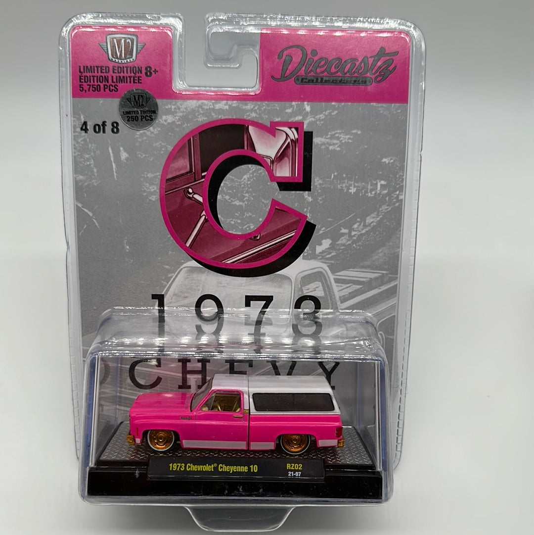 M2 Machines Carded Acrylic - DiecastZ Riverside Show Exclusive Series RZ02 - Complete Chase Set of 8 Various Colors & Model Chevrolet Cheyenne 10
