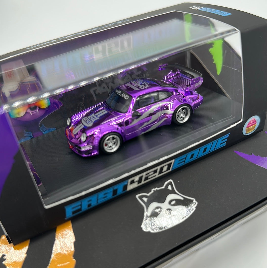 NVRLand Collectibles - Trash Pandas Release Car - Chrome Purple “Fast Eddie” Racer Porsche 911