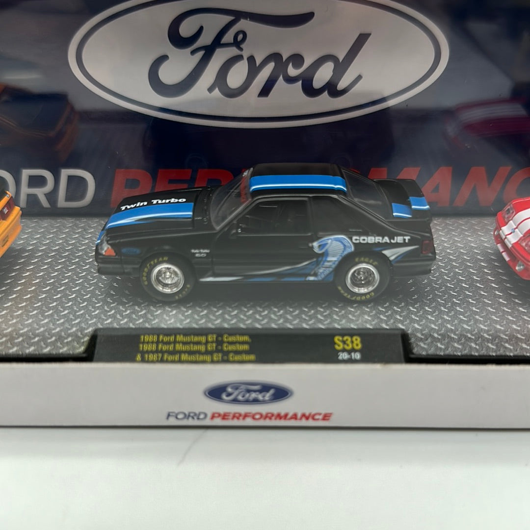 M2 Machines - Acrylic Boxed Release S38 - 1980’s Ford Mustang Foxbody 3 Pack