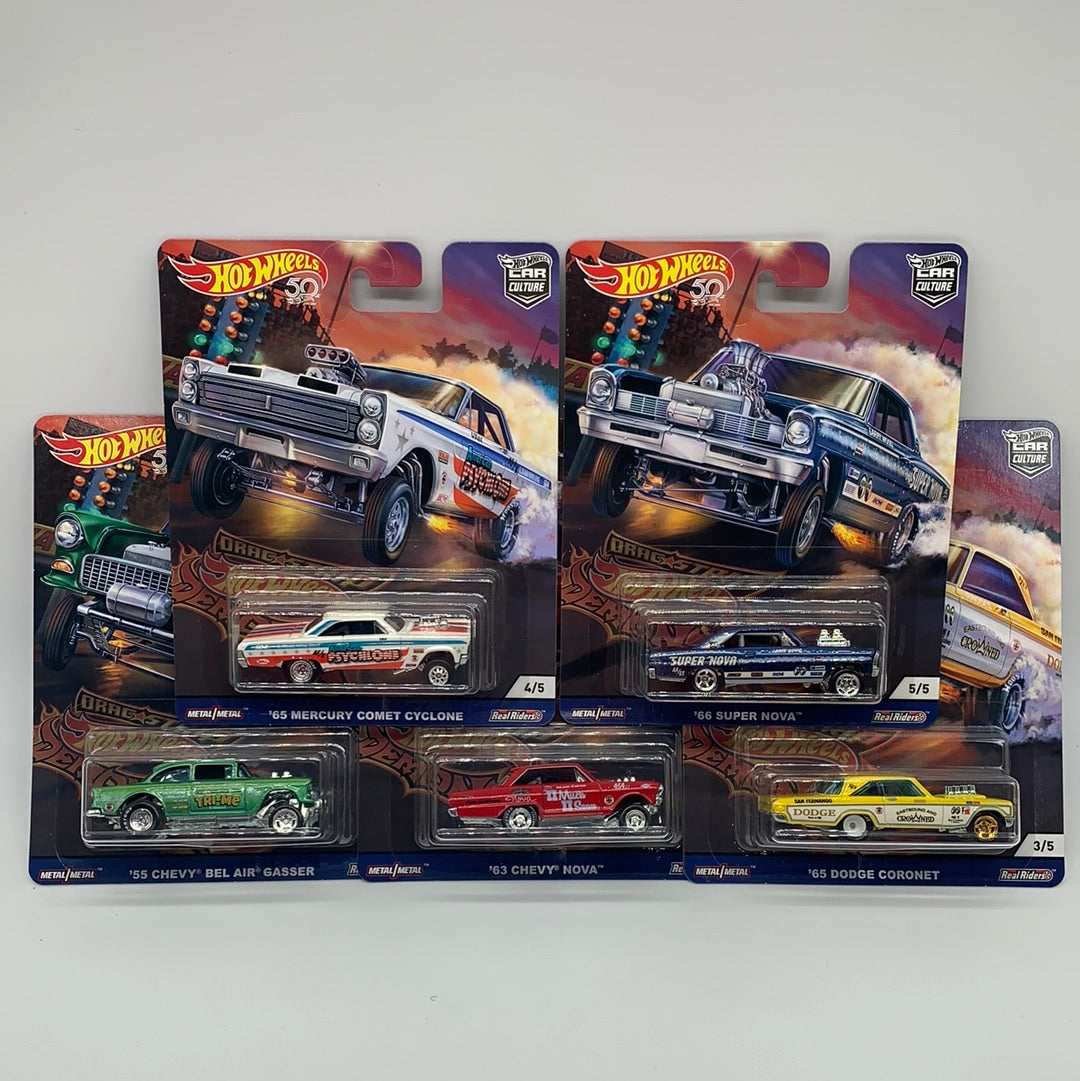 Hot Wheels Car Culture - 2018 Drag Strip Demons Premium Set of 5