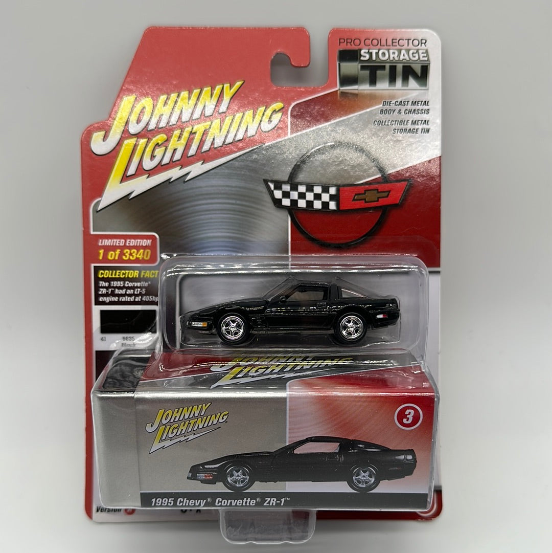 Johnny Lightning Pro Collector Storage Tin Series - Release 2 #3 - 1955 Chevy Corvette ZR-1 - Version A