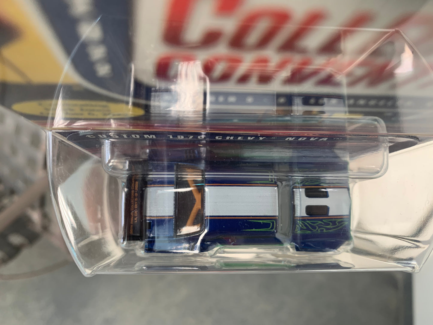 Hot Wheels 36th Annual Collector’s Convention Exclusive - 2022 Los Angeles, CA - Custom 1970 Chevy Nova Dinner Stickered Car Package w/ Shirt, Pin & Patch