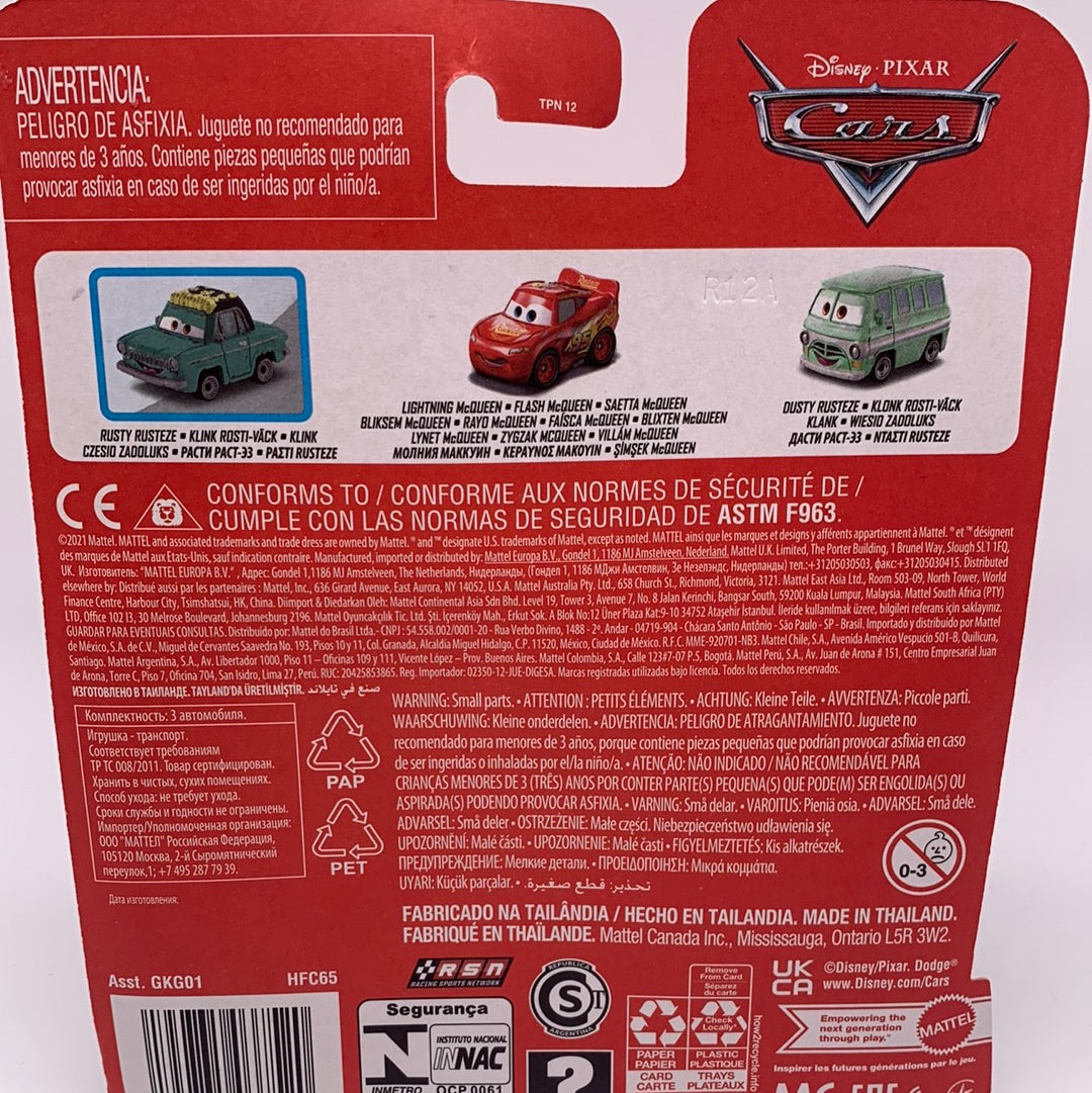 Disney Pixar Cars Movie - Metal Mini Racers 3 Pack - 2022 Release w/ Rusty Rusteze