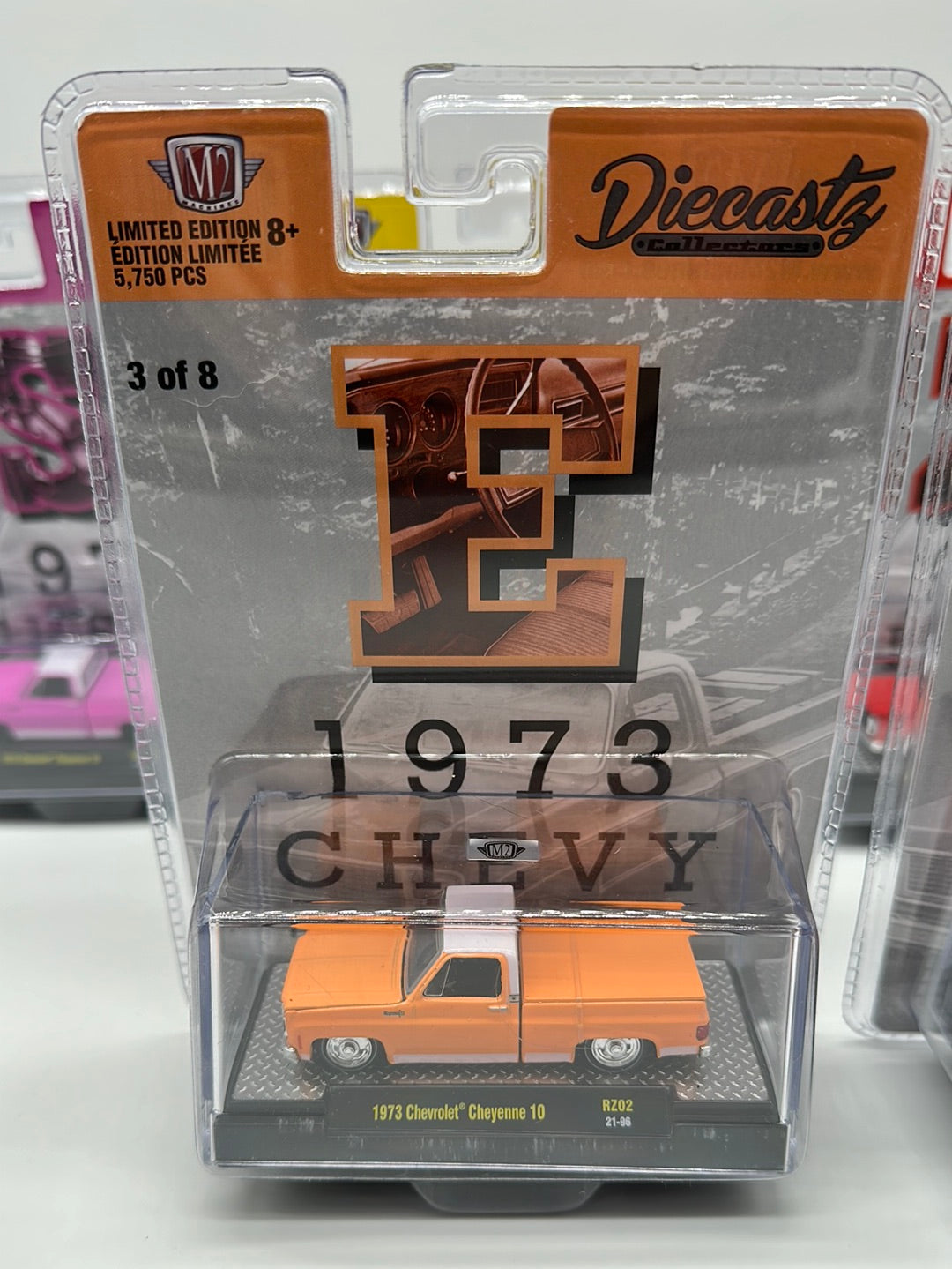 M2 Machines Carded Acrylic - DiecastZ Riverside Show Exclusive Series RZ02 - Complete Set of 8 Various Colors & Model Chevrolet Cheyenne 10
