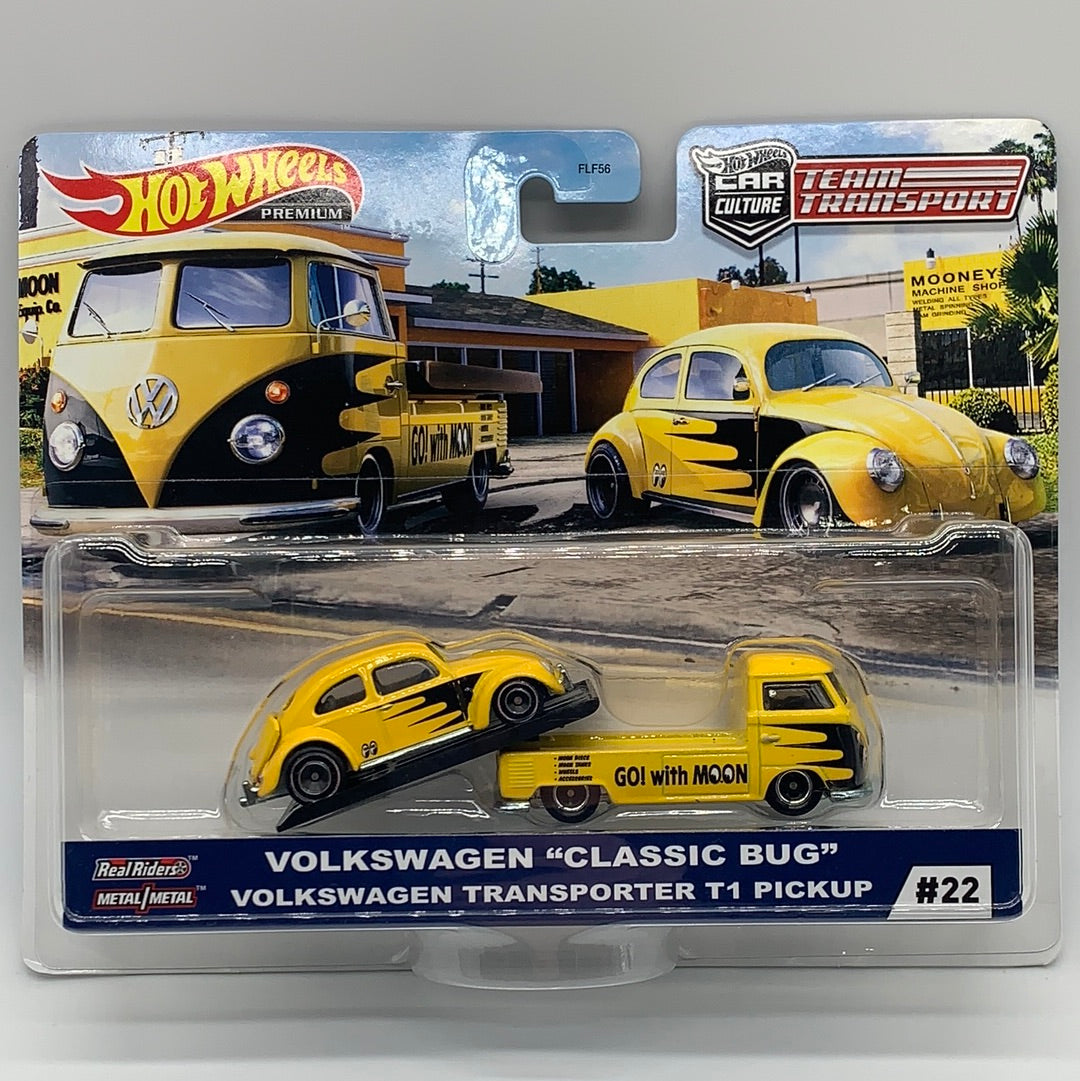 Hot Wheels Car Culture Team Transport - #22 Moon Eyes Volkswagen Classic Bug & VW T1 Pickup