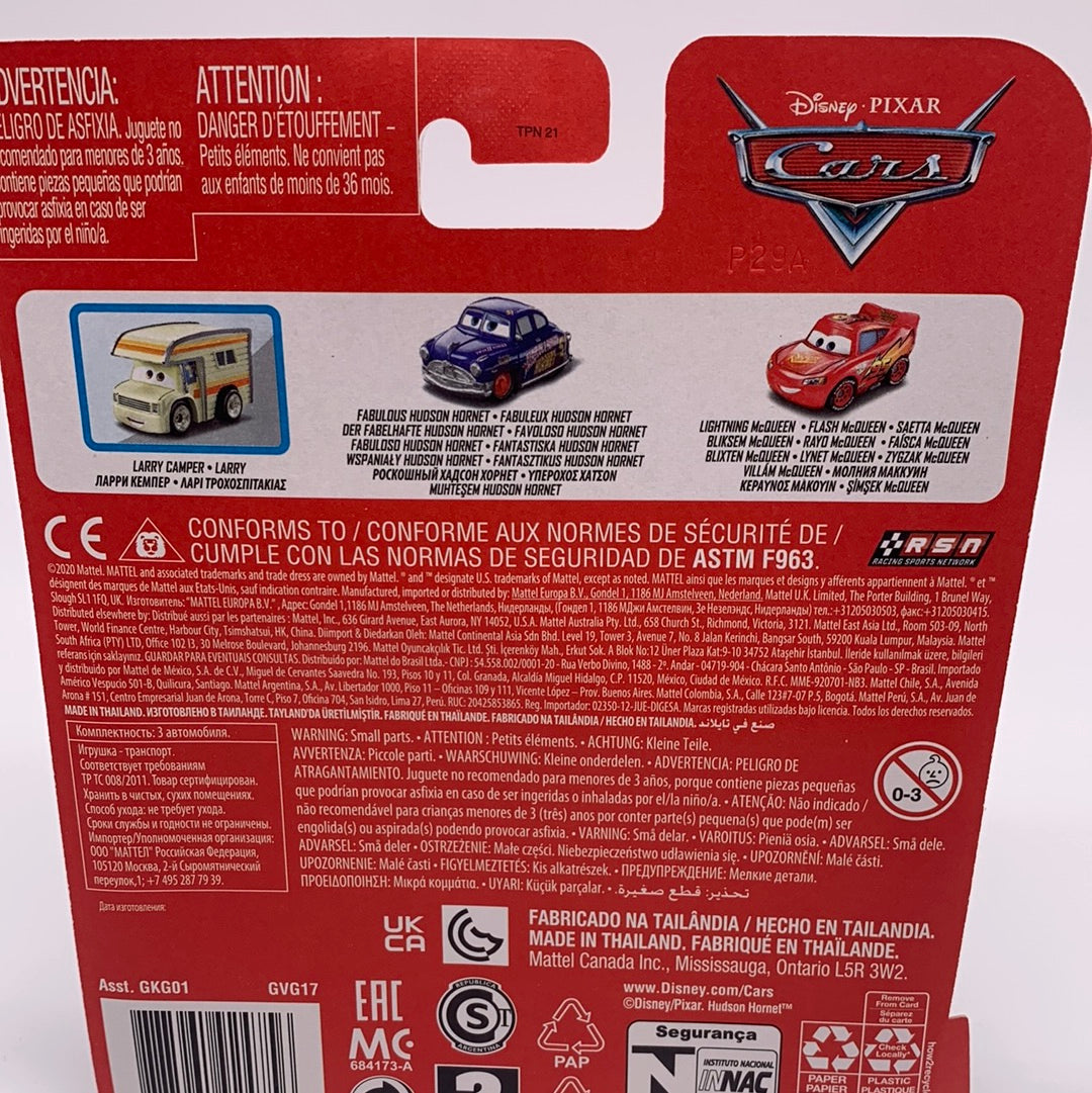 Disney Pixar Cars Movie - Metal Mini Racers 3 Pack - 2021 Release w/ Larry Camper