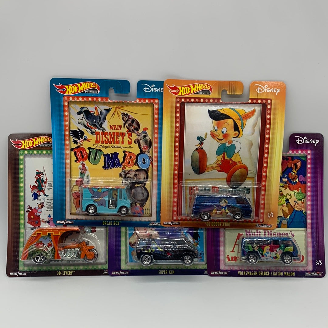 Hot Wheels Premium - Pop Culture 2018 Disney Classic Movie Series - Set of 5