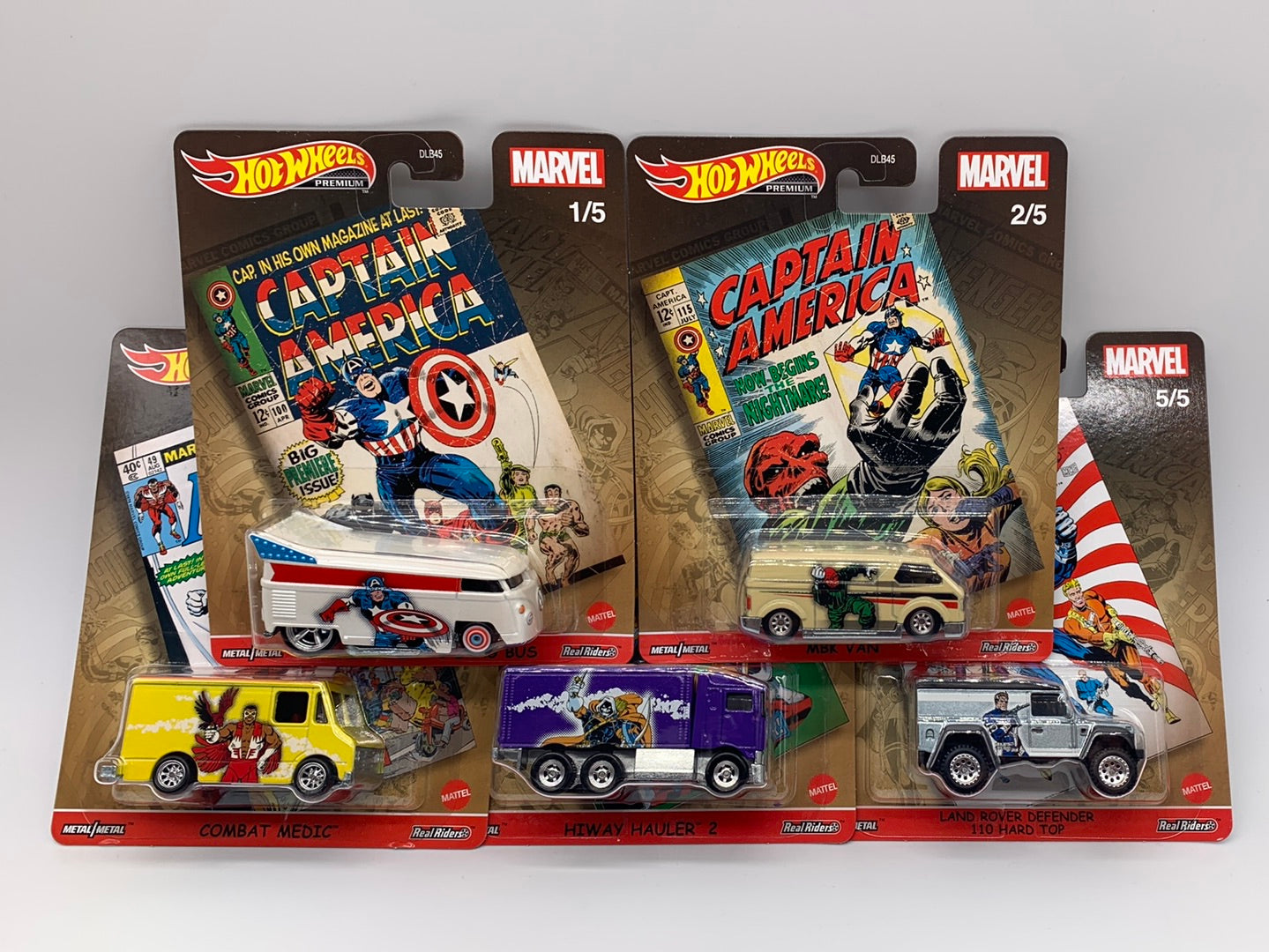 Hot Wheels Premium - Pop Culture Marvel Comics 2021 Series Set of 5