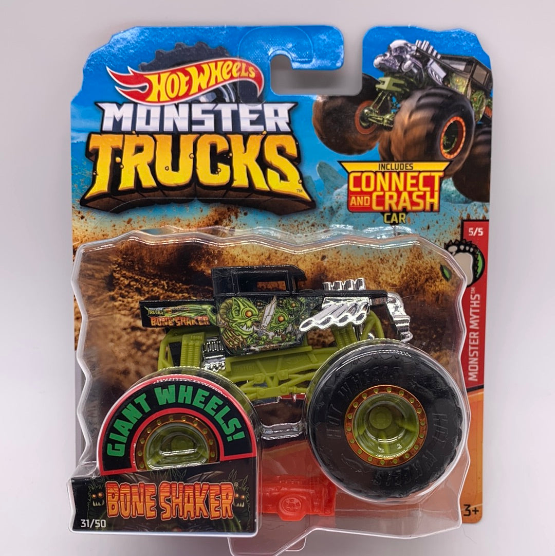 2018 hot wheels monster truck 5” bone shaker green