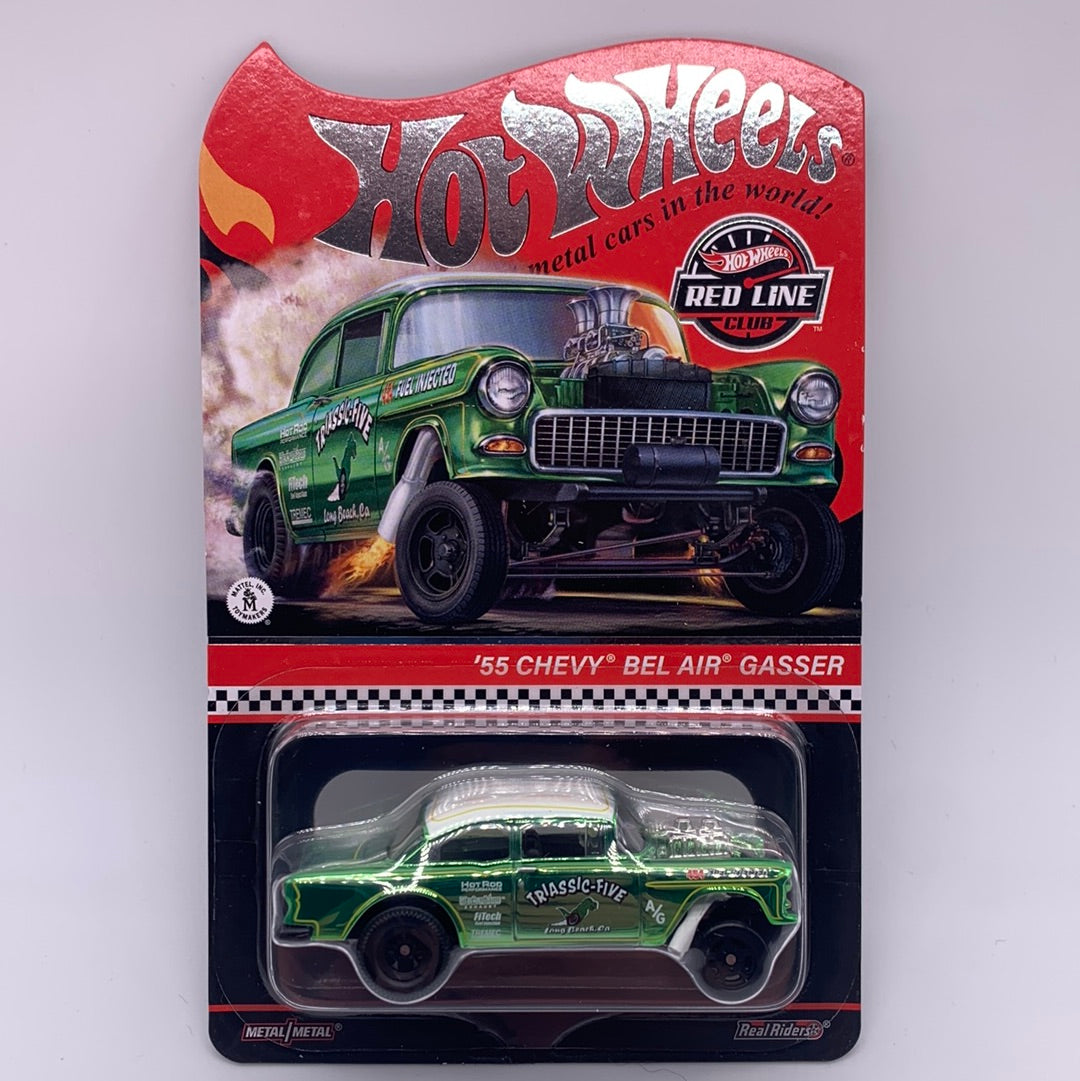 Hot Wheels RLC Red Line Club - 2022 Green Triassic-Five ‘55 Chevy Bel Air Gasser