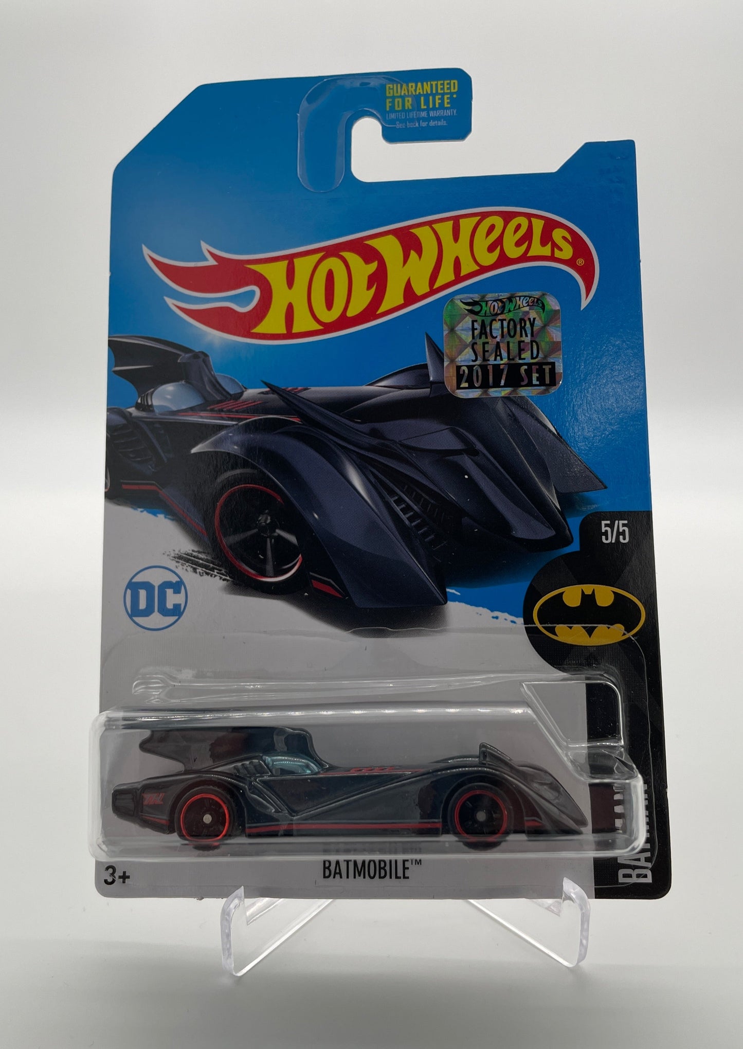 Hot Wheels 2017 Factory Stickered H Case Brave & Bold Batmobile Super Treasure Hunt *CRACKED BLISTER*