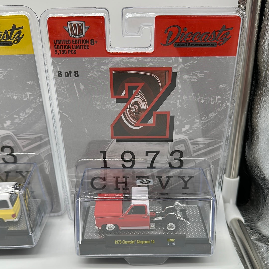 M2 Machines Carded Acrylic - DiecastZ Riverside Show Exclusive Series RZ02 - Complete Set of 8 Various Colors & Model Chevrolet Cheyenne 10