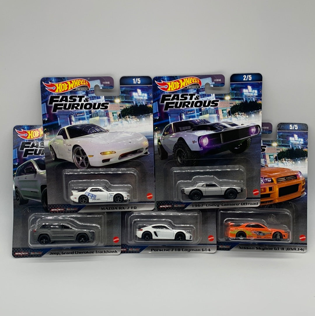 Hot Wheels Premium - Retro Entertainment Fast & Furious 2023 Mix A Set of 5