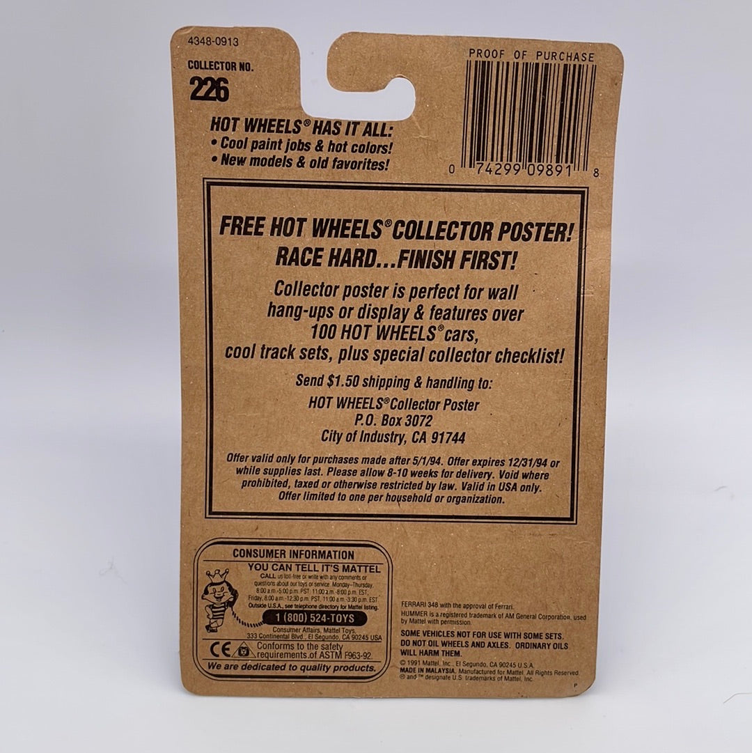 Hot Wheels Mainline - 1991 #226 - Ferrari 348 Neon Pink