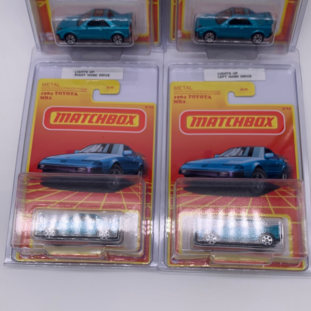 Matchbox Mainline - #3/24 - 1984 Toyota MR2 - Set of 4 Variants (Lights Up/Down & Right/Left Driver)