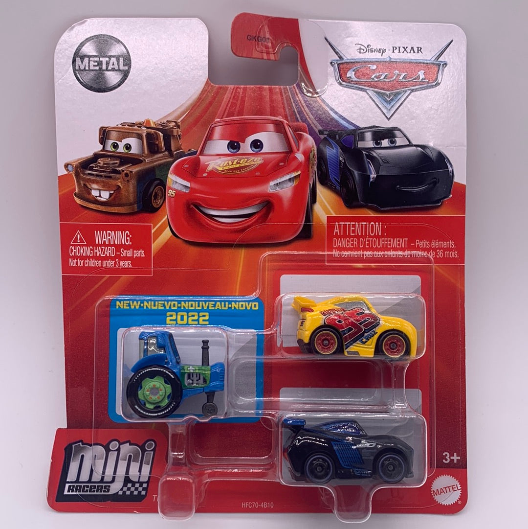 Disney Pixar Cars Movie - Metal Mini Racers 3 Pack - 2022 Release w/ Clutch Aid Racing Tractor