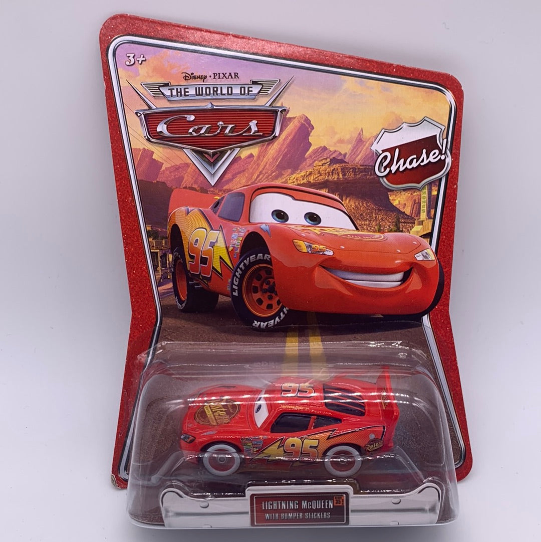 Disney Pixar Cars Movie - The World of Cars Lightning McQueen with Bumper Stickers Chase