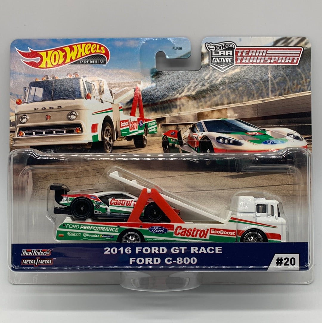 Hot Wheels Car Culture Team Transport - #20 - 2016 Ford GT Race & Ford C-800