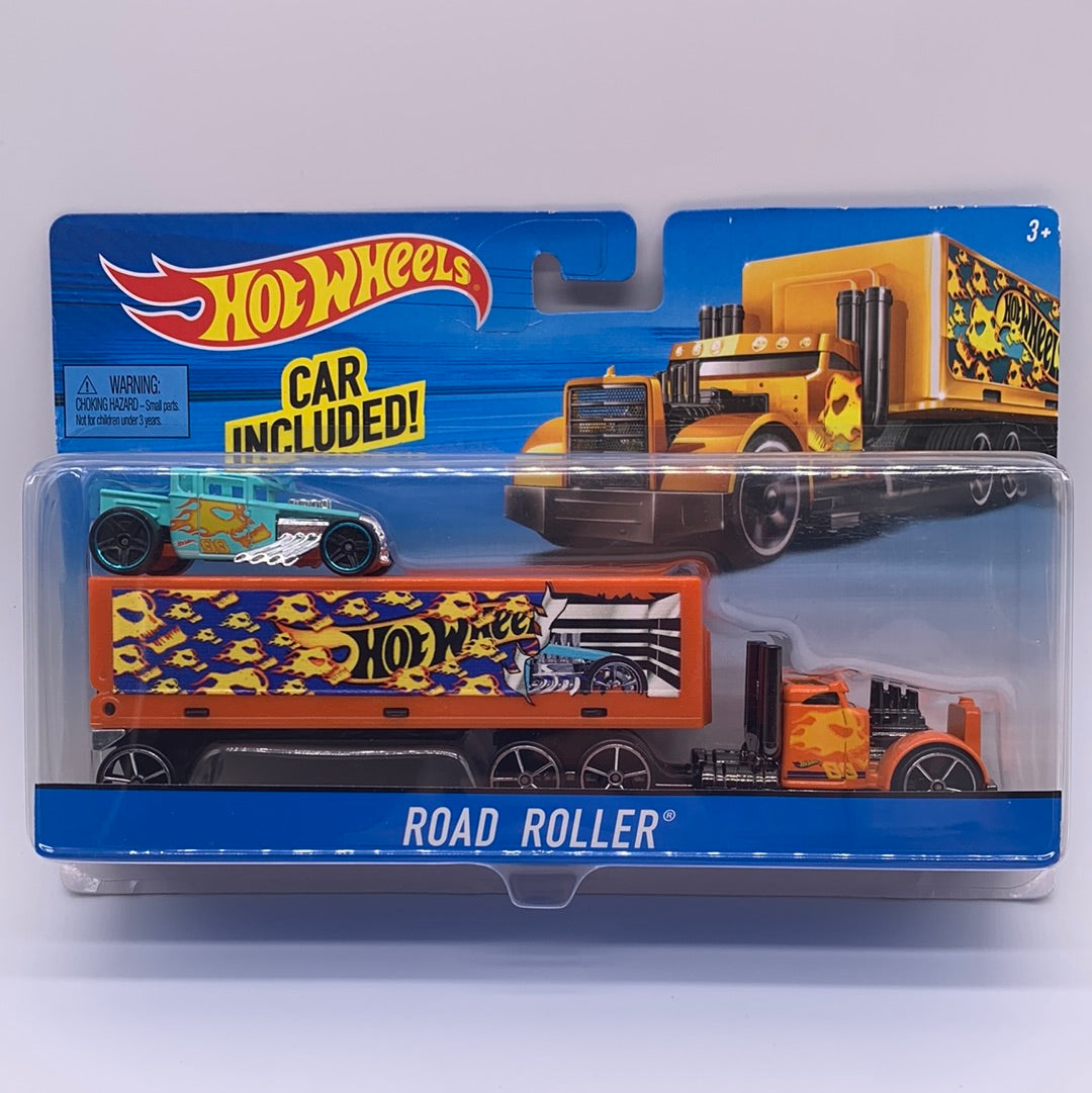 Hot Wheels Super Rigs - 2016 Road Roller w/ Dark Teal Bone Shaker