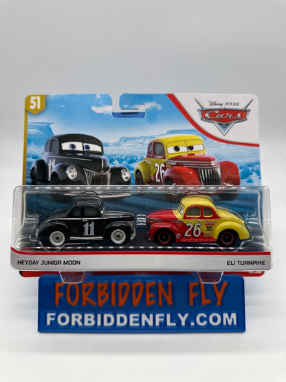 Disney Pixar Cars Movie - Two 2 Pack - Doc’s Racing Days Series - Heyday Junior Moon & Eli Turnpike