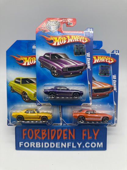Hot Wheels Mainline - 2009 Factory Stickered - Muscle Mania Series - ‘69 Camaro - Lot Of 3