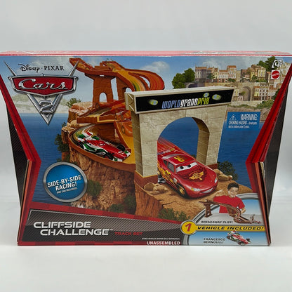 Disney Pixar Cars Movie - Cars 2 Cliffside Challenge Track Set - Playset with Cliff Track & Francesco Bernoulli Included