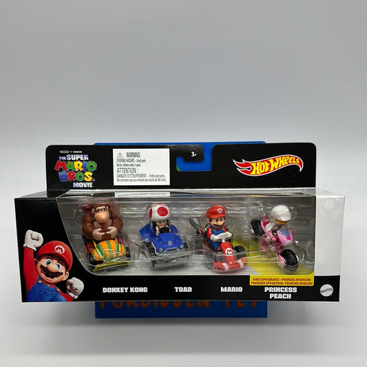 Hot Wheels Mario Kart - The Super Mario Bros Movie Character Kart 4 Pack - Donkey Kong, Toad, Mario, Princess Peach