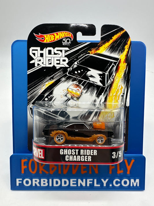 Hot Wheels 2018 Retro Entertainment Premium Single - Marvel Series #3/5 - Ghost Rider Charger (Movie Reel Packaging)
