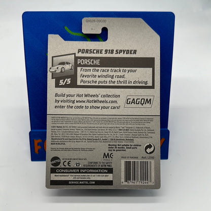 Hot Wheels 2020 Super Treasure Hunt - Factory Stickered - Blue Porsche 918 Spyder