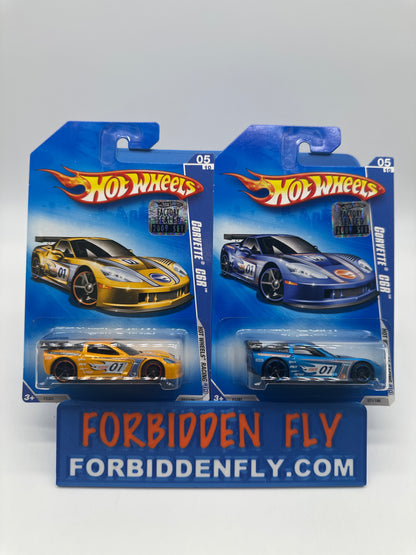 Hot Wheels Mainline - 2009 Factory Stickered - Hot Wheels Racing Series - Corvette C6R - Lot Of 2