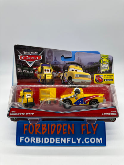 Disney Pixar Cars Movie - WGP Pit Crew Series (Two) 2 Pack - Jeff Gorvette Pitty & John Lassetire
