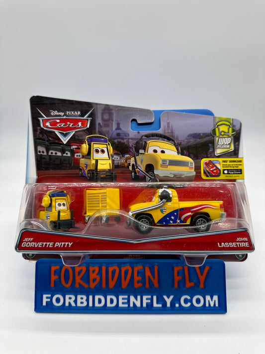 Disney Pixar Cars Movie - WGP Pit Crew Series (Two) 2 Pack - Jeff Gorvette Pitty & John Lassetire