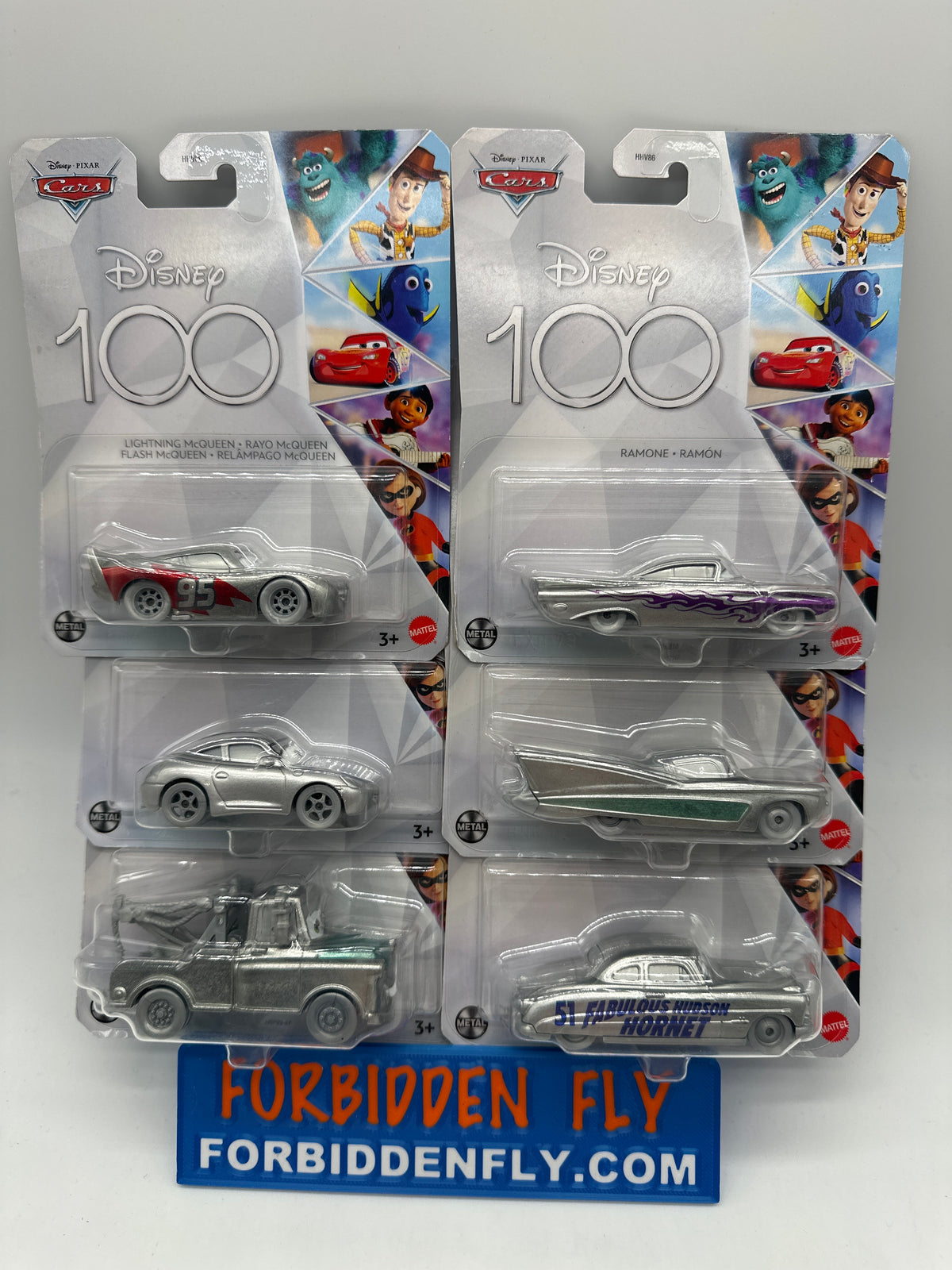 Disney Pixar Cars - 2023 Disney 100 Anniversary Silver Series - Complete Set of 6