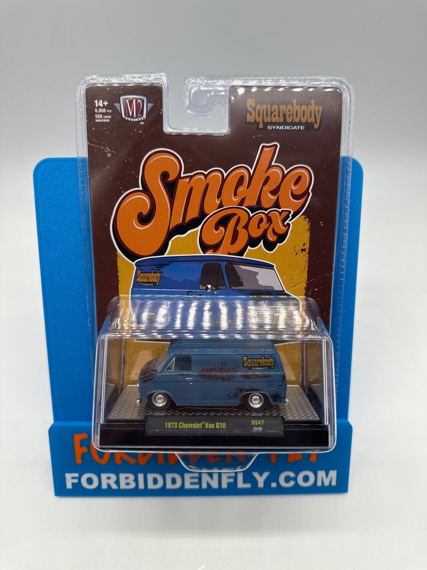 M2 Machines 2024 Squarebody Syndicate Acrylic - HS47- Blue 1973 Chevy Van G10